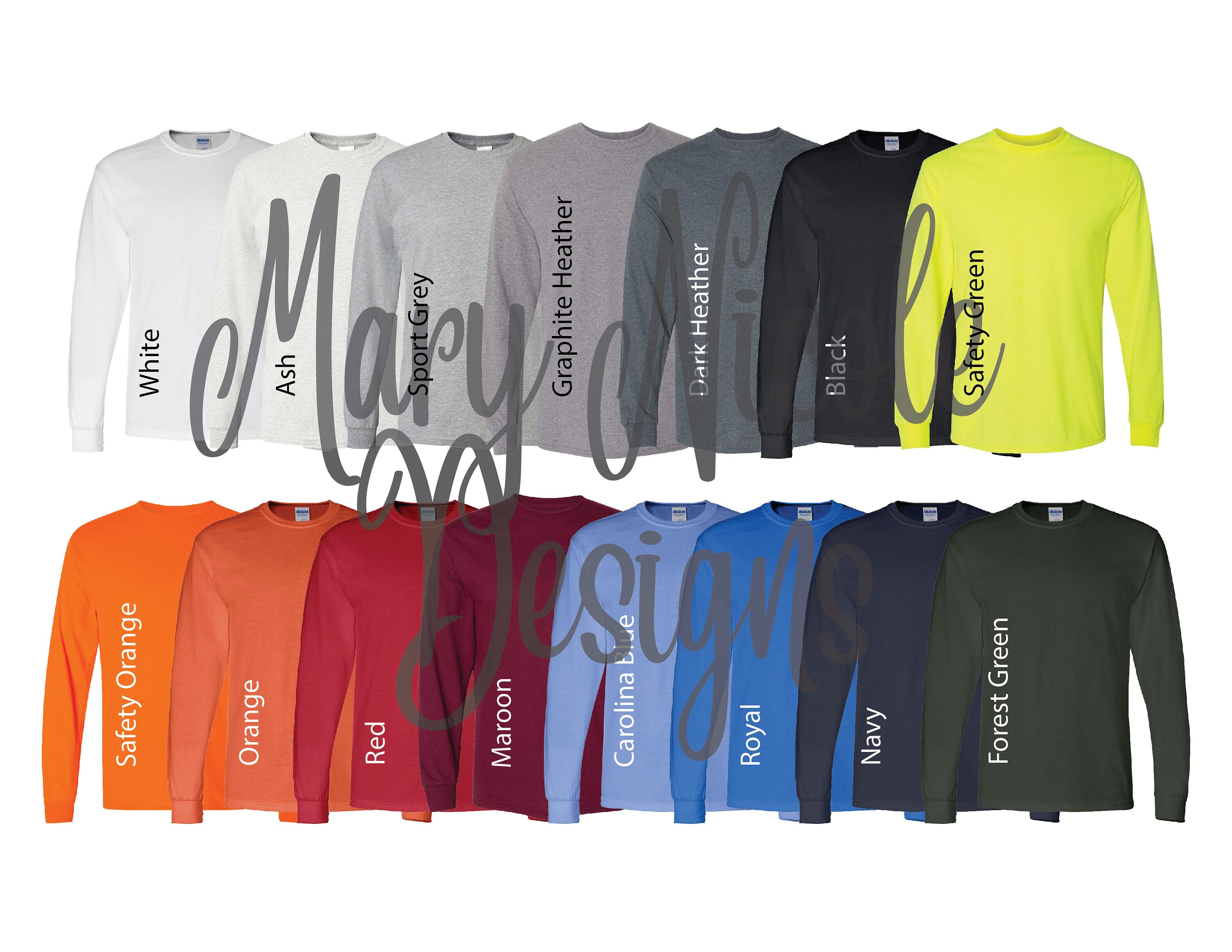 その他 rumigaku.06160525 Gildan 8400 Long Sleeve / Unisex Jersey Color Chart // Etsy Color