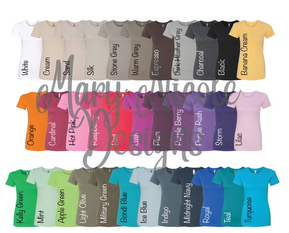 Next Level 6610 Digital File Shirt Color Chart Next Level Shirt