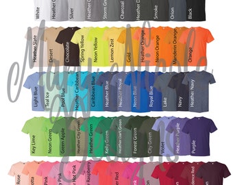 Anvil 980 Color Chart Mockup, Anvil Mockup, Every Color, T-shirt Color Chart, Shirt Color Chart, T-Shirt Color Guide