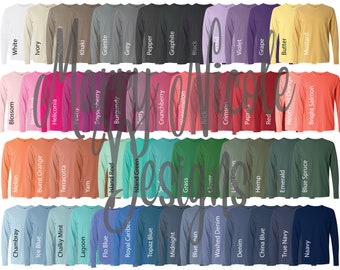 Comfort Colors 6014 all Color Chart // Etsy Color Chart // Tshirt Color Chart //comfort color Digital File Shirt Color Chart