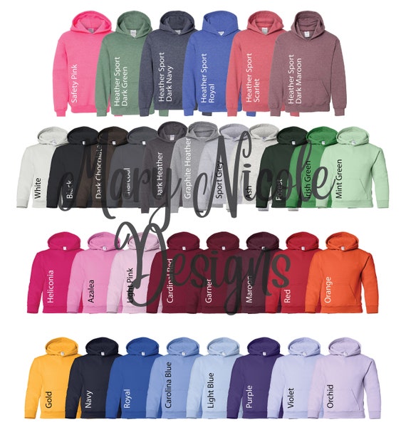 Gildan Color Chart Hoodies