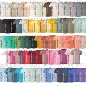 New Bella and Canvas 3001 CVC, heather Unisex Jersey Color Chart // Etsy Color Chart // Tshirt Color Chart