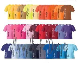 Gildan 500B Gildan juvenil Jersey Color Chart // Etsy Color Chart // Tshirt Color Chart