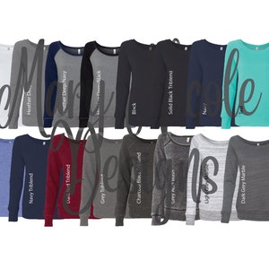 todos los colores Archivo digital Camisa Carta de colores // 7501 Sudadera de cuello ancho de lana de esponja para mujer // Carta de colores de Etsy // Carta de colores de la camiseta
