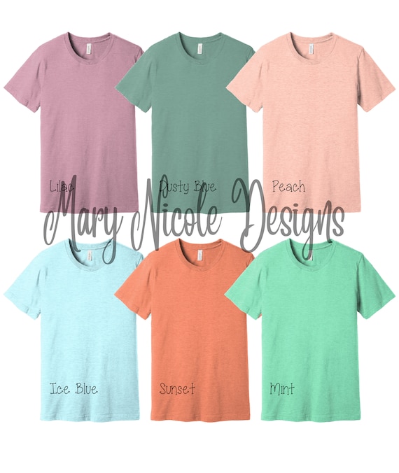 Digital File Shirt Color Chart // Bella and Canvas 3001 prism Unisex Jersey  Color Chart // Color Chart // Tshirt Color Chart