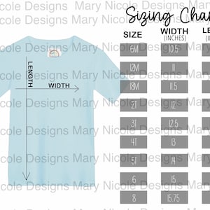 Blanks boutique maattabel jongen maattabel T-shirt mockup plat lag