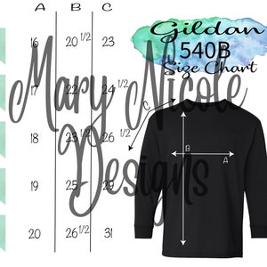 gildan g540B Size Chart T-Shirt Mockup Flat Lay