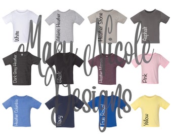 Bella and Canvas 3001B/tshirt color chart // Etsy Color Chart // BABY TEE Color Chart