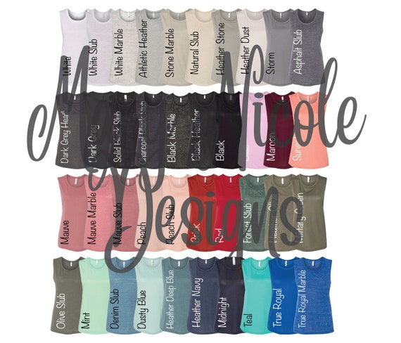 Digital File Shirt Color Chart // Bella and Canvas 8803 Women's
