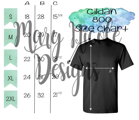 Gildan G800 Size Chart T-shirt Mockup Flat Lay - Etsy