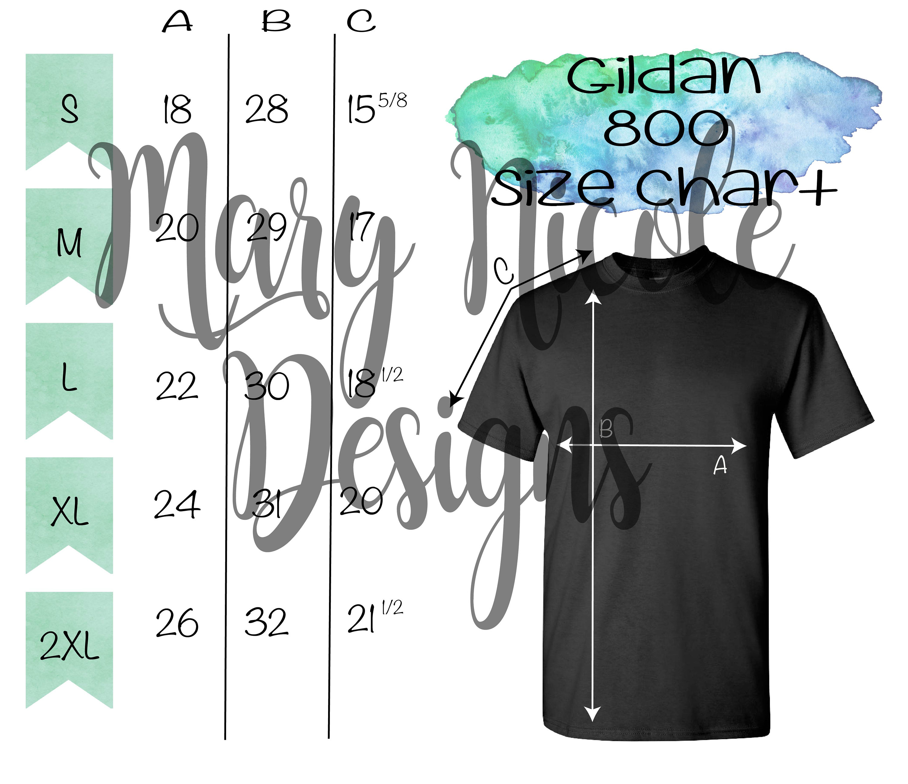 Gildan G800 Size Chart T-shirt Mockup Flat Lay - Etsy