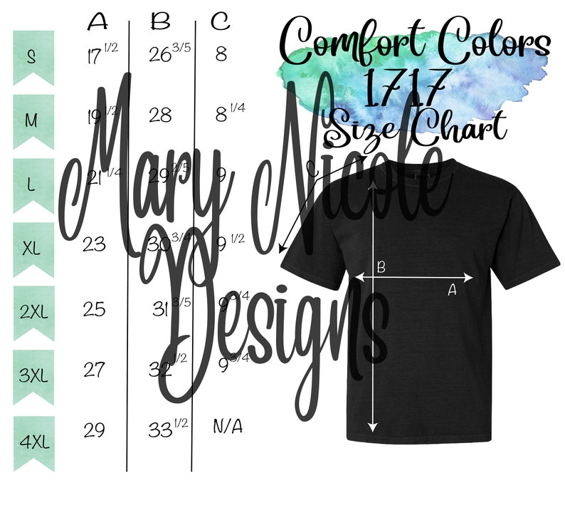 Download Comfort colors 1717 Size Chart T-Shirt Mockup Flat Lay | Etsy
