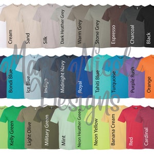 N6210 Digital File Shirt Color Chart // next level tshirt Color Chart // Etsy Color Chart // Tshirt Color Chart