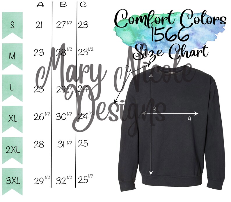 Download Comfort colors 1566 Size Chart T-Shirt Mockup Flat Lay | Etsy