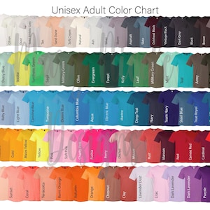 Nueva tabla de colores de camisetas unisex Bella and Canvas 3001 // Tabla de colores de Etsy // Tabla de colores de camisetas
