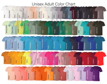 New Bella and Canvas 3001 Unisex Jersey Color Chart // Etsy Color Chart // Tshirt Color Chart
