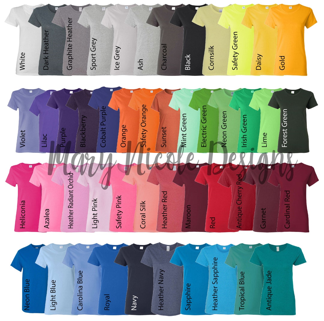 Every Color Digital File Shirt Color Chart // Gildan 500L Etsy