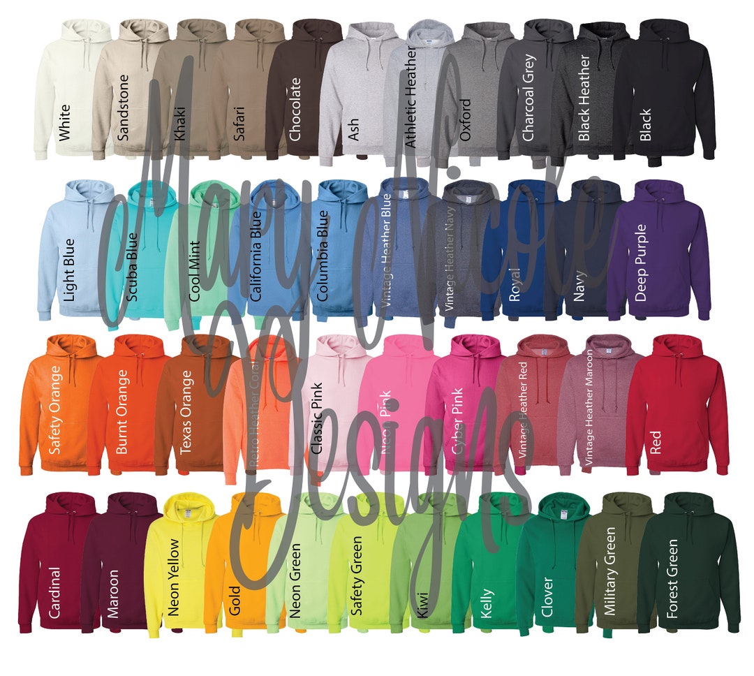 Jerzee 996 Hoodie Digital File Shirt Color Chart //jerzees996m - Etsy