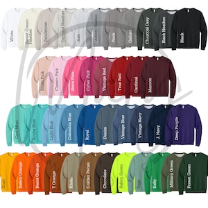 Jerzees 562 sweatshirt Digital File Shirt Color Chart //unisex Jersey Color Chart // Etsy Color Chart