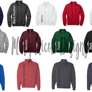 quarterzipJerzees995M nisex Jersey Color Chart // Etsy Color Chart // Tshirt Color Chart