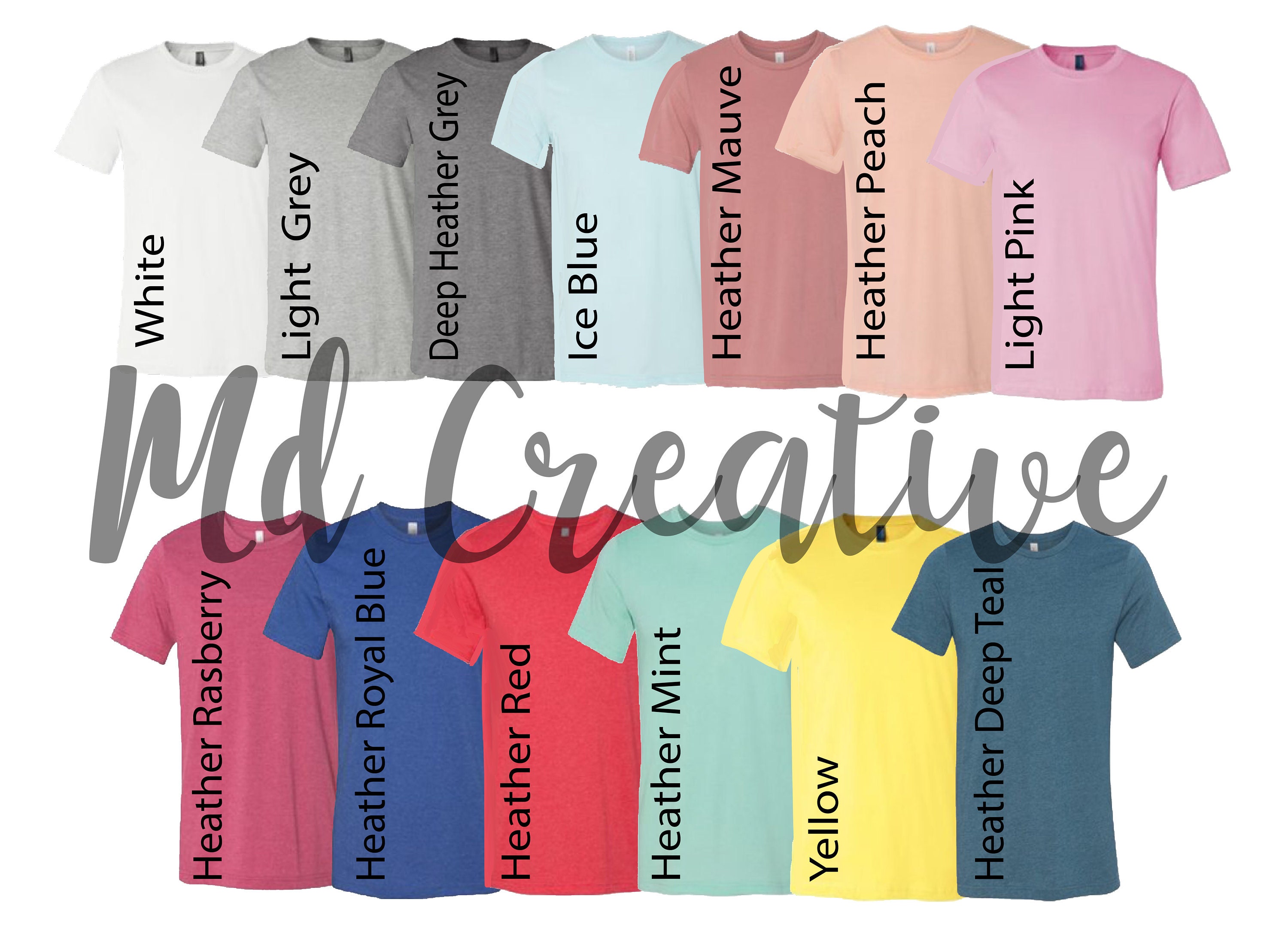 Digital File Shirt Color Chart // Bella And Canvas 3001 Unisex Jersey ...