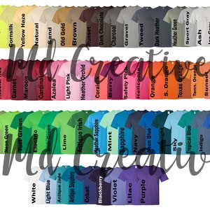 Gildan 5000 Unisex Jersey Color Chart // Etsy Color Chart // Tshirt Color Chart