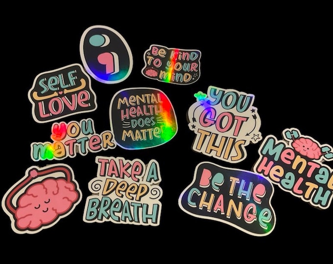 Mental wellness sticker packs, mental health, supportive,