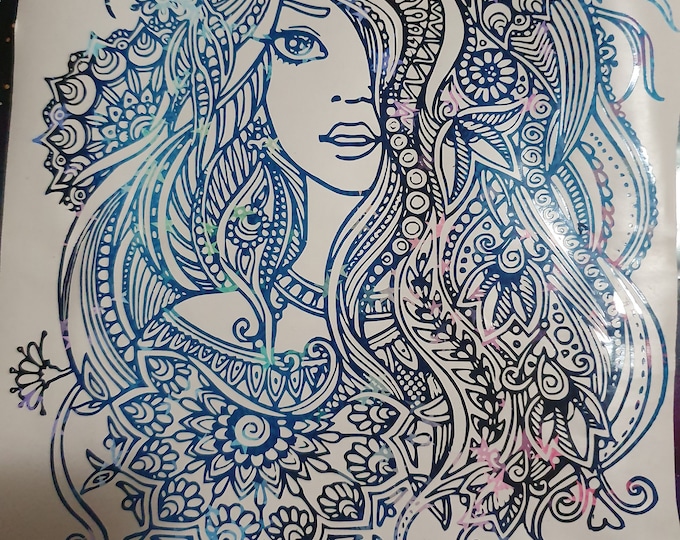 Car decal permanent vinyl, sticker, decal, decoration, mandala, rainbow, animal, sugarskull, turtle, cow, giraffe, galaxy, skull, pitbull