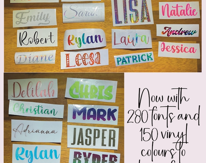 Various size personalized labels, name tag, vinyl, permanent, waterproof for books laptop phone bottles tumblers, decal, weddings, variety