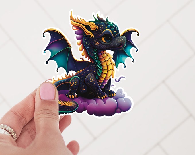 Cute dragon sticker packs black dragon neon bright dragon rainbow dragon. Holographic.bundle