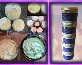 Sugar scrubs, light scrubs, medium scrubs, soap scrubs, coffee scrubs, emulsified scrubs, jojoba scrubs