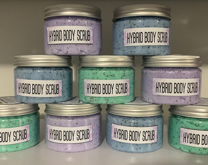 Hybrid body scrub. Moisturizing whipped scrub soap