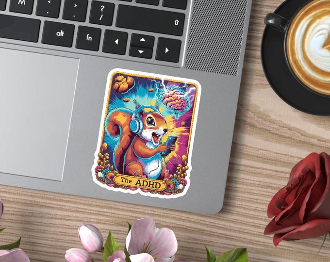 The ADHD squirrel gaming sticker
