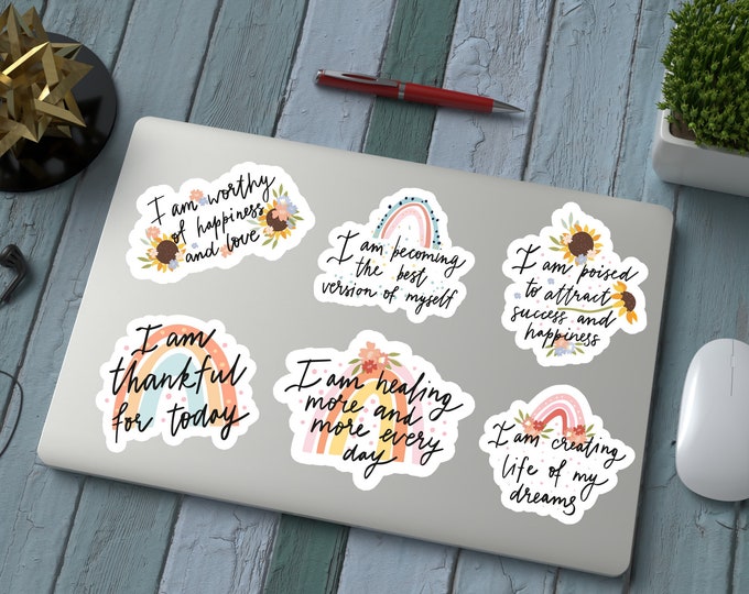 Affirmation, positivity, motivation sticker packs, vinyl decal, bundle, mood improving