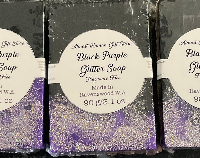 Fragrance free Charcoal purple glitter soap