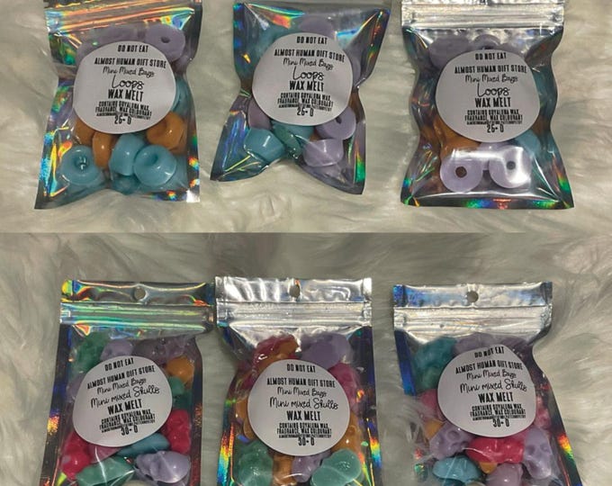 Mini mystery bag wax melts, skulls, clouds, loops, loving creatures