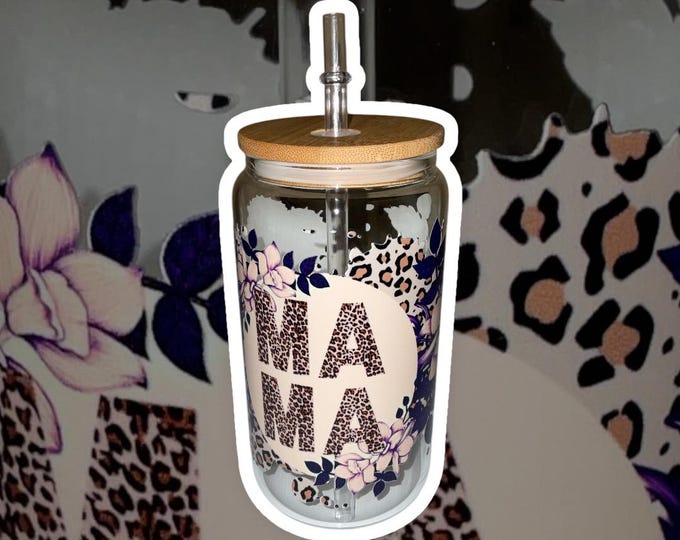 16 oz Libby glass can with uv dtf prints