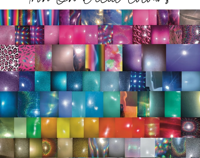 Iron on name decals name tags, Aurora, holographic, metallic, glitter, assorted sizes, reflective, appliqué, diy,fabric transfer, htv decal.