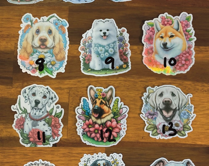 Cute dog holographic sticker clear laminate sticker dog breed group