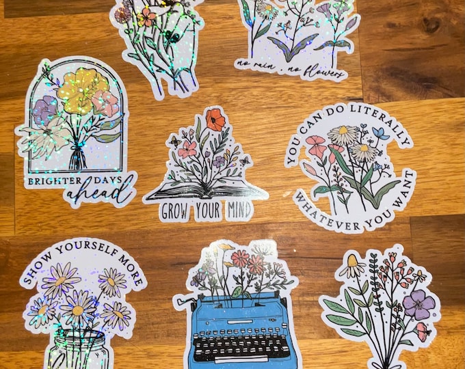 Floral Peace Love stickers Holographic or Laminated.affirmation happiness tranquility
