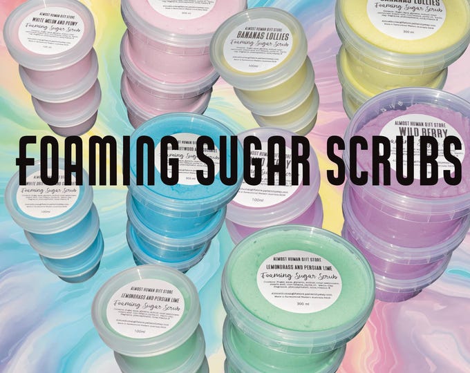 Foaming Sugar Scrub Large and Mini, variety, perfect gift, exfoliating, thick