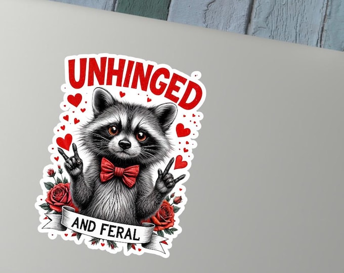 Feral and unhinged racoon vinyl decal sticker