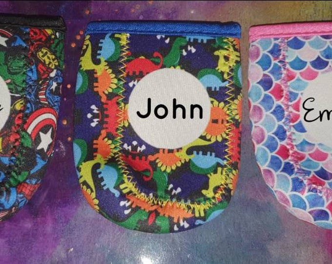 Popper holder, juice box holder, customizable neoprene, superhero, mermaid, unicorn