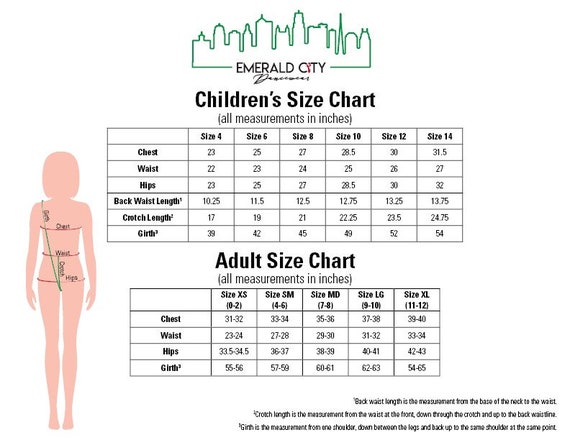 Etsy Size Chart