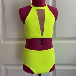 Made to Order Emily Dance Set w/mesh strip, Girls Dancewear, dance costume base, dance photo shoot, dance audition, dance convention set