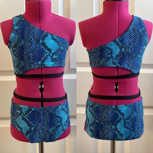 Made to Order snakeprint dance set, two piece dance set, girls Dancewear, dance photo shoot, dance audition, dance convention, dance outfit