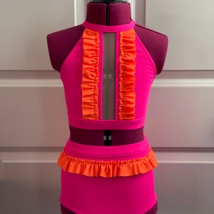 Jenny ruffle 2 Pc set, girls Dancewear, women’s Dancewear, dance photo shoot, dance audition, convention wear, dance costume base