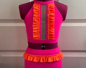 Jenny ruffle 2 Pc set, girls Dancewear, women’s Dancewear, dance photo shoot, dance audition, convention wear, dance costume base