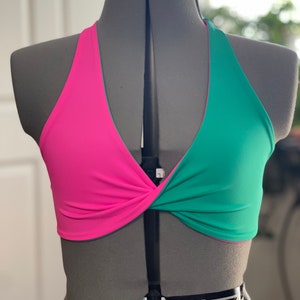 Talia two color twist front top, girls dance top, girls dancewear, kids dance, dance photo shoot, dance audition, dance convention wear