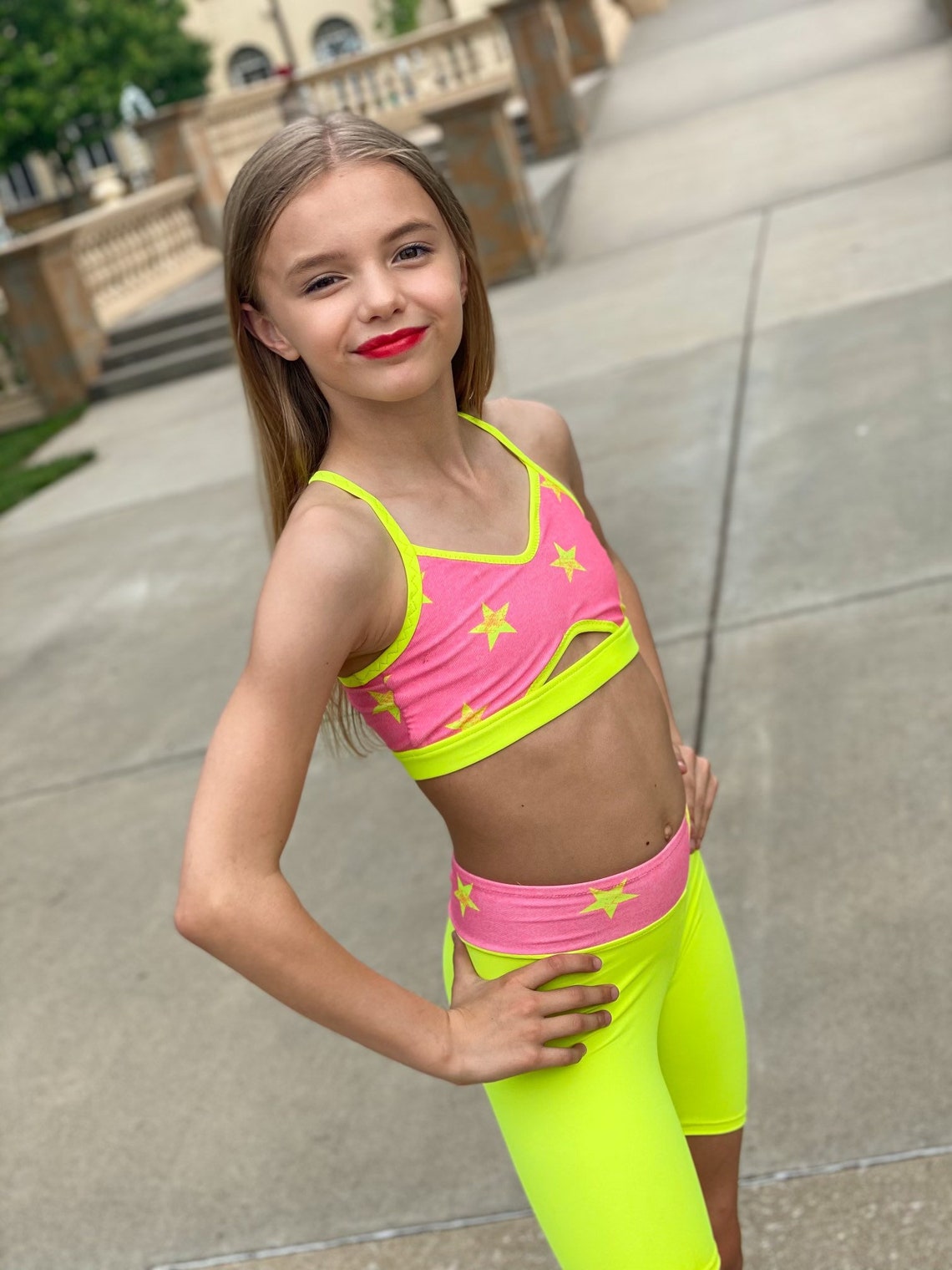Becca Two Piece Dance Set With Bike Shorts Girls Dancewear Etsy UK